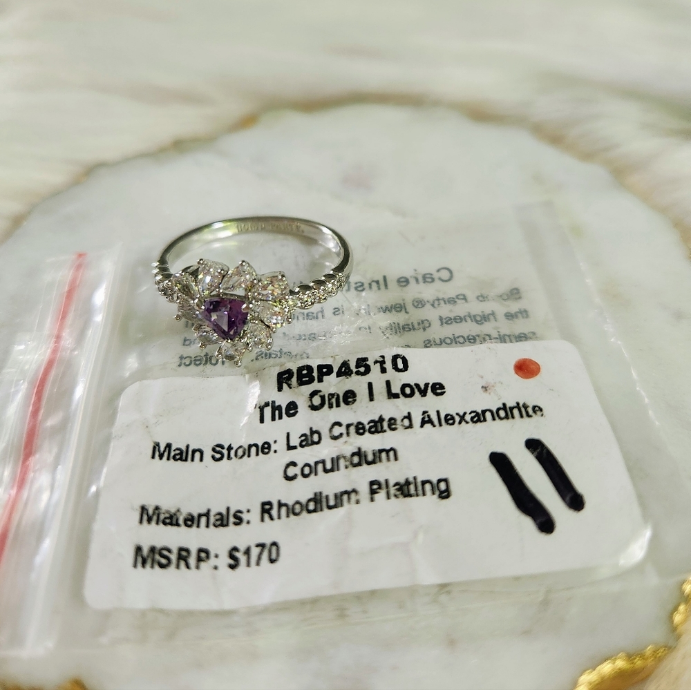 NWT Bomb Party 'The One I Love' Alexandrite Corundum Rhodium Ring - Size 11 - Picture 4 of 10